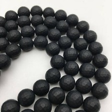 Black Onyx Beaded Necklace with Gold-Tone Spacer Beads and Spring Ring Clasp — listing 4