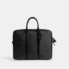 Coach Signature Metropolitan Slim Brief in Charcoal Leather — listing 4