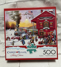 Charles Wysocki Signed & Numbered Limited Edition Print "Quail Ridge Landing" - Framed Christmas Train Station Scene