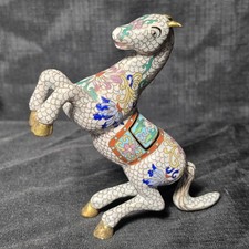 Chinese Cloisonné Enamel Silver-Gilt Filigree Caparisoned War Horse on Stand No visible mark — listing 4