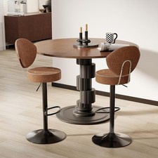 Pair of Metal Swivel Bar Stools with X-Back and Padded Round Tan Microfiber Seats, Counter Height — listing 4