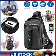 Sport Crossbody Sling Backpack with Red/Black Geometric Print — listing 5