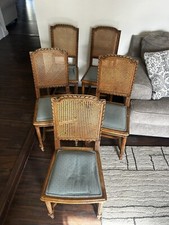 Louis XV Style Painted & Parcel-Gilt Caned-Back Side Chair with Gold Upholstered Seat — listing 4