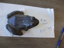 Cast Metal Figural Garden Frog Statue with Green Antiqued Finish — listing 5