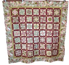 Handmade Patchwork Quilted Wall Hanging, Burgundy Silk with Paisley and Diamond Motifs, listing 3
