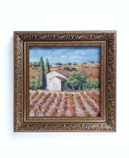 Framed Tuscan/Italian Countryside Vineyard Landscape Oil Painting — listing 2