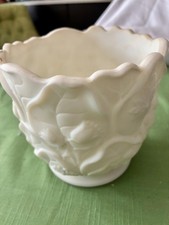 Fenton Lime Green Custard Satin Water Lily Pedestal Compote, 6 inches — listing 6