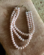 Vintage Triple-Strand Pink Beaded Necklace with Gold-Tone Accent Beads — listing 6