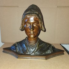 Bronze or Spelter Portrait Bust of a Bearded Male Figure on Socle Base — listing 2