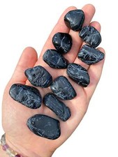 Tumbled Black Tourmaline Pocket Stone with White Inclusions, listing 4