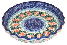 Polish Pottery UNIKAT Hand-Painted Stoneware Bowl, Blue Floral Pattern — listing 5