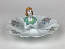 Collection of 5 Figural Porcelain Trinket / Pill Boxes (Rooster & Chicks, Cat in Basket, Floral Flower Basket, Yellow Dome, Rabbit) — listing 6