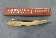 Antique W.H. Morley & Sons Clover Brand Straight Razor with Original Box — listing 4