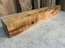 Oak Mantel Surround with Marble-Look Tile Insert and Hearth (Carved Floral Corner Blocks) — listing 6
