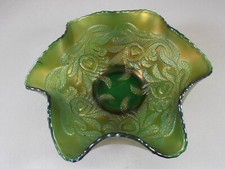Emerald Green Pressed Glass Ruffled Compote / Comport on Pedestal Foot — listing 5