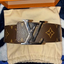 Louis Vuitton LV Initiales Belt in Blue/Navy Damier-Style Canvas with Silver Buckle — listing 6