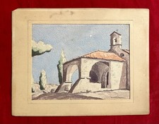 Original Watercolor Painting of Baroque Church Facade, Titled 'Caracas Antiguo', Signed — listing 3
