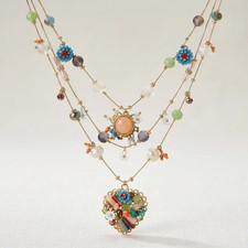 Layered Gold-Tone Triple Butterfly Pendant Necklace with Cream Enamel Accents — listing 5