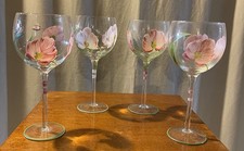 Hand-Painted Swirl-Design Stemmed Wine Glasses (Thrift Store Lot) — listing 3