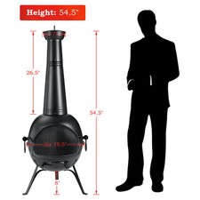 Cast Iron Chiminea Outdoor Fireplace with Mesh Fire Bowl and Chimney Lid — listing 5