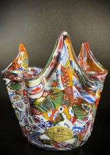 La Serenissima Murano Millefiori Fazzoletto (Handkerchief) Vase, 4 inch