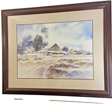 Framed Watercolor Print of Rustic Barn in Rustic Wood Frame, listing 5
