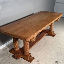 Antique Oak Dining Table with Carved Fluted Legs and Claw Feet — listing 6