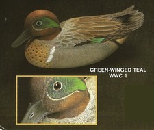 Signed Hand-Carved Green-Winged Teal Decorative Duck Decoy, Multi-Wood Inlay, Dated 1993 — listing 3