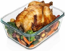 Rectangular Glass Food Storage Containers with Purple Locking Lids, Set of 2