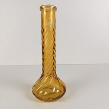 Amber Diamond-Optic Pressed Glass Bud Vase / Decorative Bottle, 3 inch, Mold #3 — listing 4
