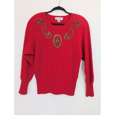 Vintage Outlander Black Angora Blend Sweater with Sequin Yoke, Size Medium — listing 5