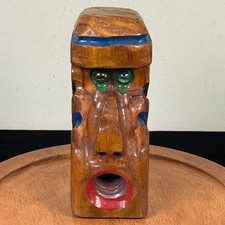 Carved Tiki Totem Statue with Smiling Face, Approx. 3-4 Feet Tall — listing 3