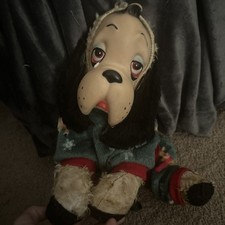 Vintage 1950s-60s Rubber Face Pixie Elf Knee Hugger Shelf Sitter Doll
