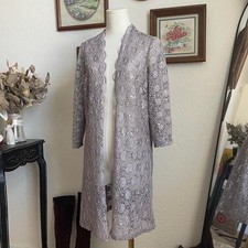 Women's Slate Blue Sequin Lace Long Duster Cardigan/Kimono, Open Front — listing 3