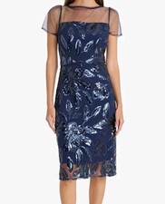 Maggy London Black Sequin Cowl Neck Asymmetric Hem Midi Dress, Size 14 — listing 2