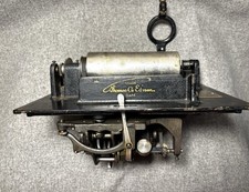 Antique Thomas Edison Standard Cylinder Phonograph with Metal Horn and Working Crank, Oak Case — listing 3