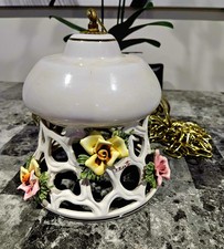 Vintage Italian Capodimonte-Style Porcelain Table Lamp with Applied Roses — listing 3
