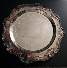 Gorham Silverplate Round Serving Tray with Black Center — listing 6
