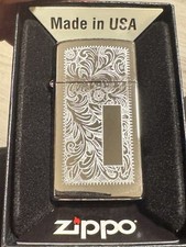 Zippo Slim Venetian Floral Scroll Chrome Pocket Lighter — listing 5