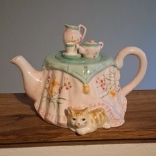 Vintage Figural Cat Novelty Teapot with Removable Head Lid — listing 3