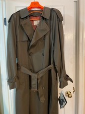 London Fog Men's Tan Single-Breasted Trench Coat with Removable Faux Fur Liner, Size 40 Long