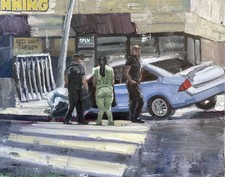 Original Impressionist Oil Painting of City Night Scene with Illuminated Signs — listing 3