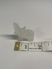 Hand-Carved Gray Marble Elephant Figurine with Raised Trunk and Bone/Resin Tusks — listing 3