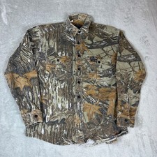 Vintage Olive Green Chamois Flannel Shirt with Camouflage Sleeves and Yoke — listing 4