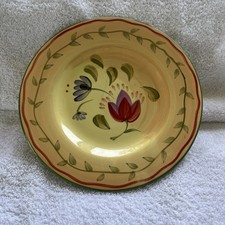 Hand-Painted Ceramic Salad Serving Bowl Set with Servers, Red & Yellow Tulip Motif — listing 4
