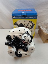 Ceramic Figural Cat Cookie Jar, Hand-Painted Calico with Bow