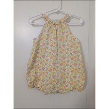 Janie and Jack Baby Girl Yellow Floral Embroidered Knit Bubble Romper, 6-12 Months, listing 3