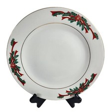 Tienshan Fairfield Poinsettia dinner Fairfield Poinsettia & Ribbons Fine China Dinner Plate — listing 3