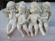 Resin Cherub Angel Figurine Pair with Twig Halos and Ribbon Bows — listing 4