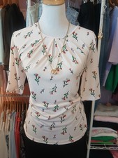 Premise Woman "Florence" Olive/Black Leaf-Print Bell-Sleeve Knit Top, Size 1X — listing 4